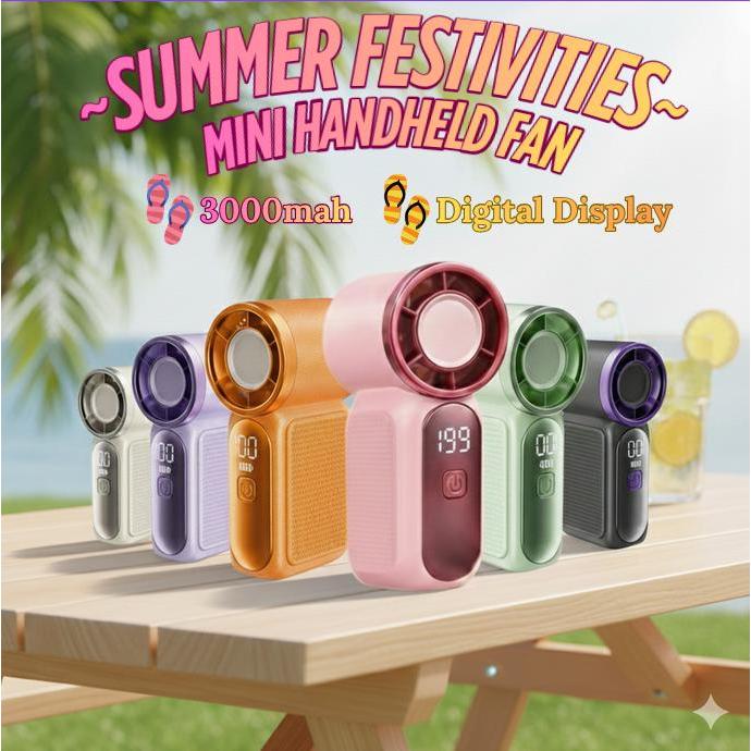 [199 Speed] Quạt cầm tay Ultra Mini Turbo Kipas Angin 3000mAh Màn hình LED bỏ túi Di động Du lịch má