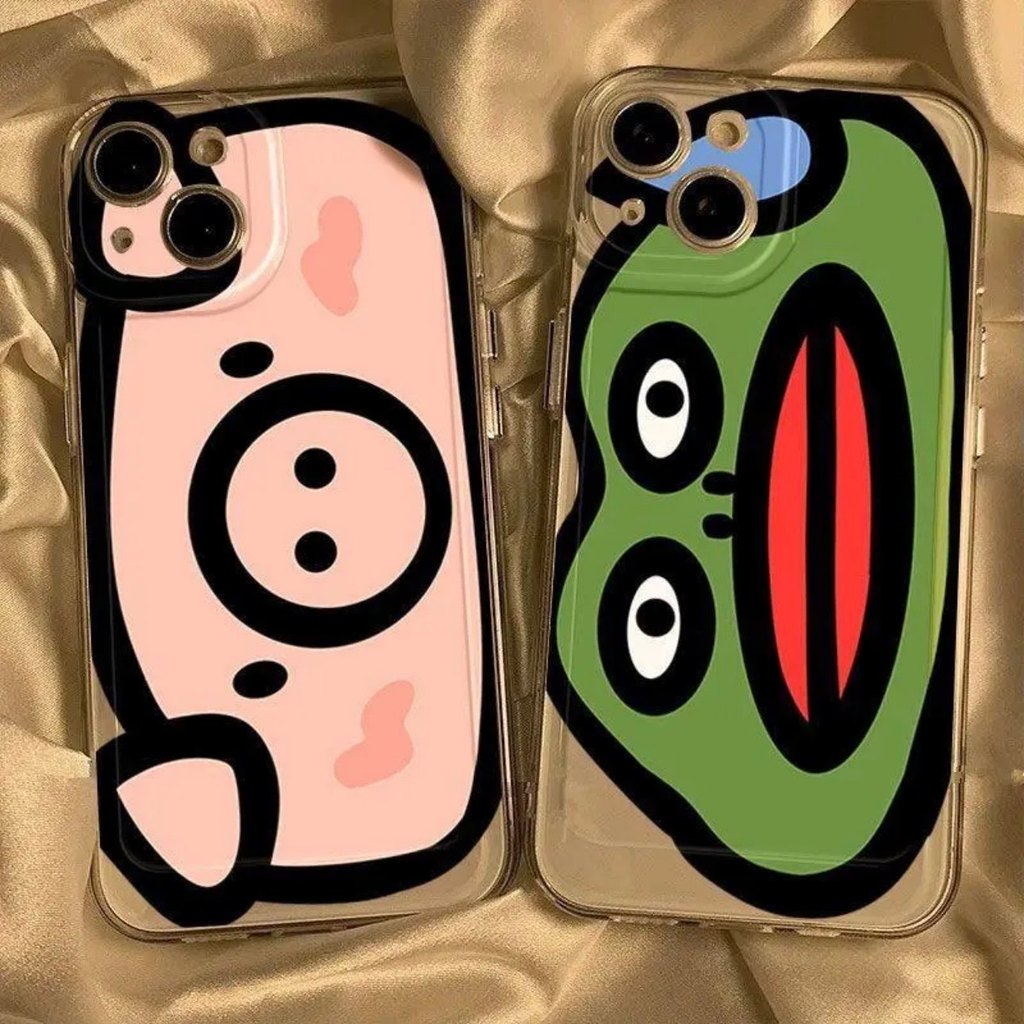 Ếch ngộ nghĩnh Chú Heo Dễ Thương Thích Hợp Cho Apple 16promax Vỏ Điện Thoại iPhone15 Trong Suốt vivo