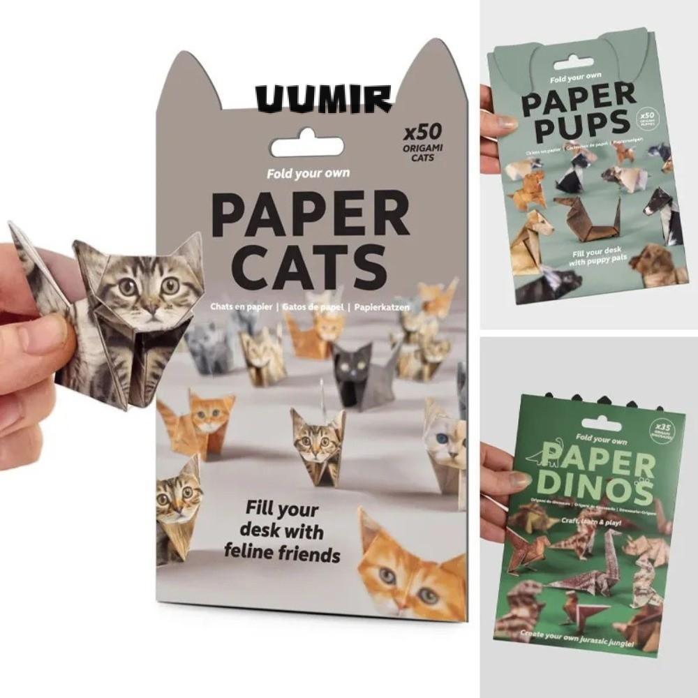 UUMIR DIY Paper Cats Kit, Sáng Tạo Trang Trí Bàn Làm Việc Dễ Thương Mèo Con Origami Papercraft Kits,