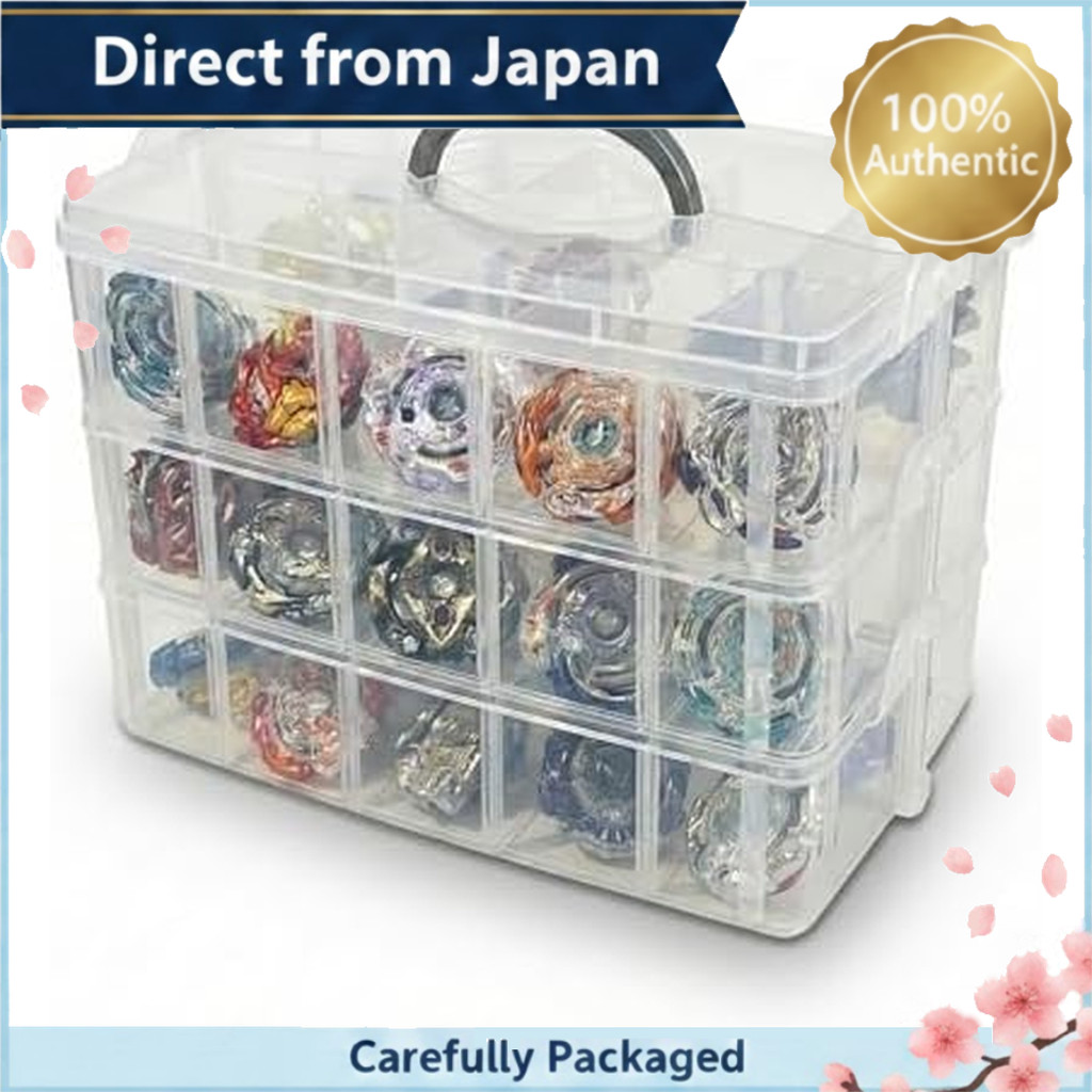Beyblade Case, Holds 30 Pieces, Clear Case, Storage Box, Parts Holder, Made of Plastic, Easy to Carr