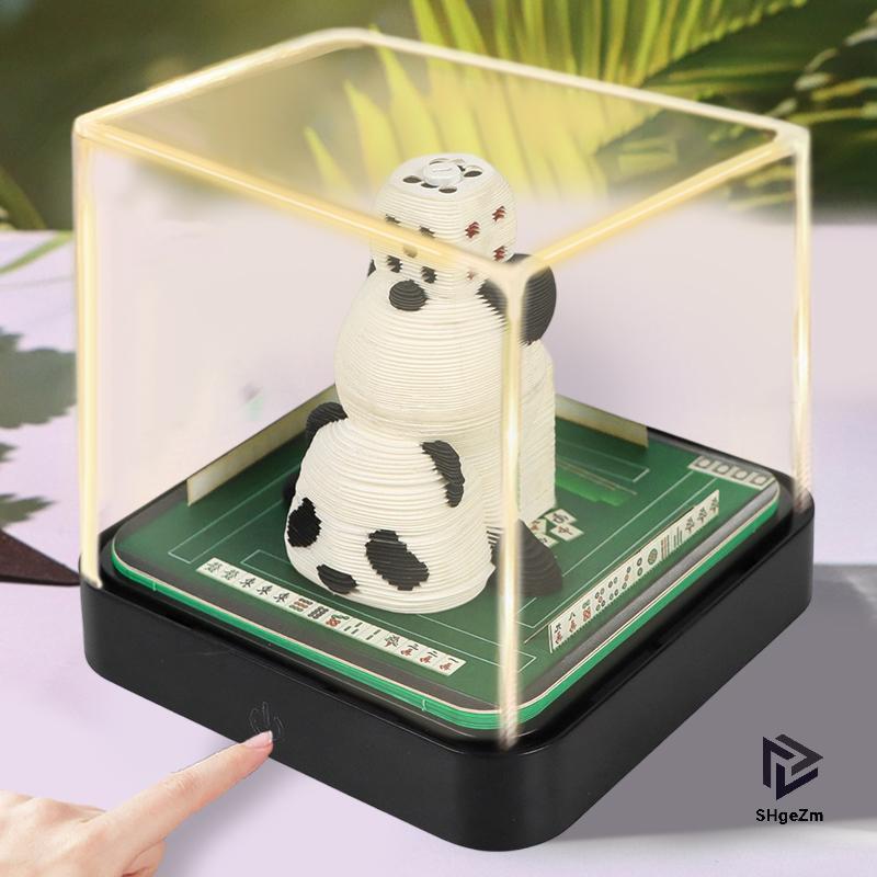 [SHgeZm] Lịch để bàn 2026 có đèn LED Mahjong King 3D Lịch xé giấy Khắc nghệ thuật Memo Pad Quà tặng 