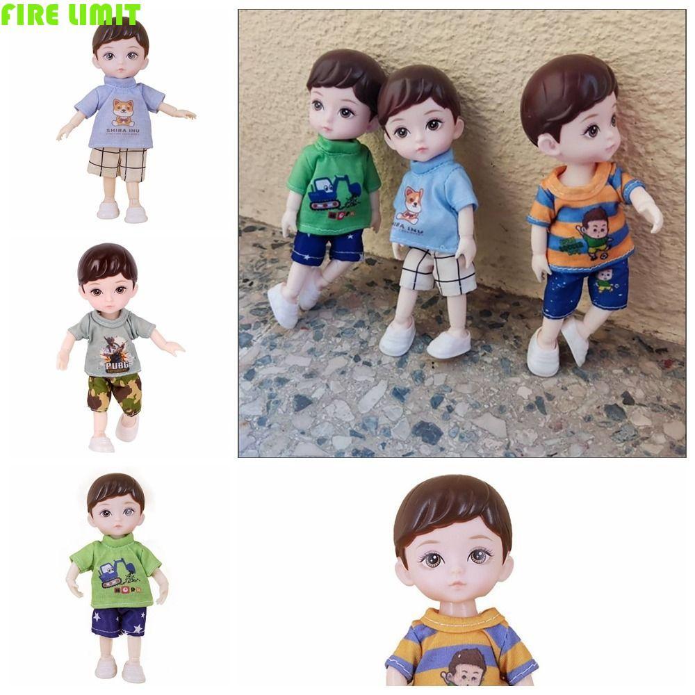 FIRE LIMIT 16cm BJD Little Boy Doll, Blue Yellow Eyes 13 Joint Doll BJD Doll kèm quần áo, 3D Mô phỏn