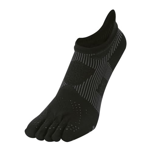 Phiten Sokkking Racer 5-toe Socks for Running and Marathon, for Men and Women, Black/Gray, Size 25cm