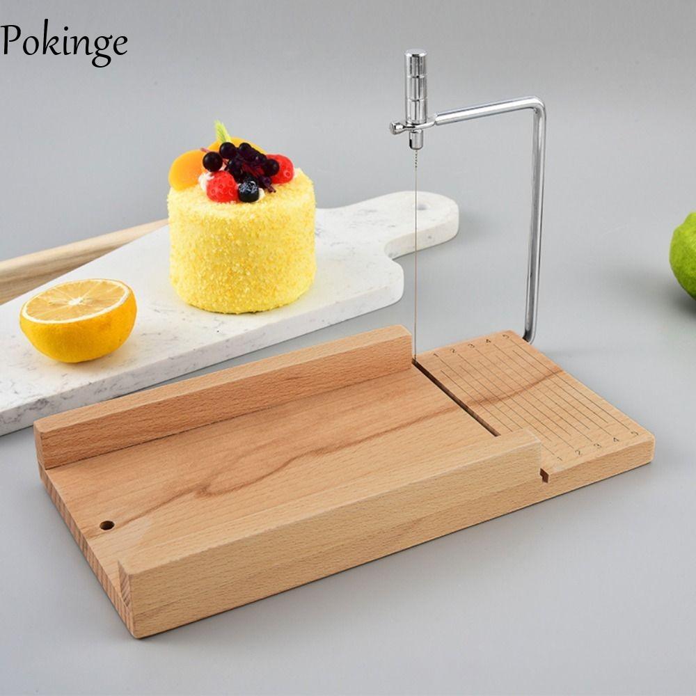 Máy thái lát POKINGE Ham, Máy thái phô mai dây thép không gỉ thủ công, Tiện ích nhà bếp có tỷ lệ Máy cắt phô mai bằng gỗ Bánh mì