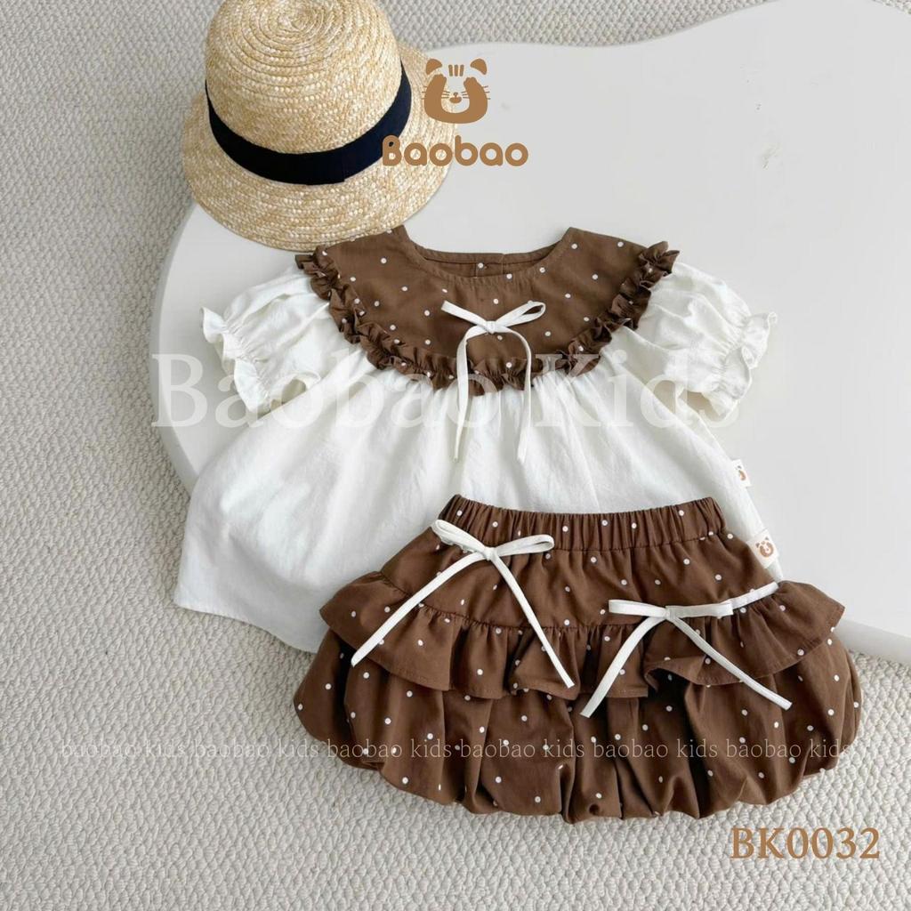 [BAOBAO - HÀNG ODER] - LẺ SẢN PHẨM ÁO, CHÂN VÁY NÂU BE CHẤM BI CAO CẤP XINH XẮN ĐÁNG YÊU DÀNH CHO BÉ GÁI - BK0032
