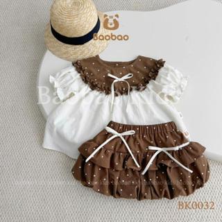 [BAOBAO - HÀNG ODER] - LẺ SẢN PHẨM ÁO, CHÂN VÁY NÂU BE CHẤM BI CAO CẤP XINH XẮN ĐÁNG YÊU DÀNH CHO BÉ GÁI - BK0032