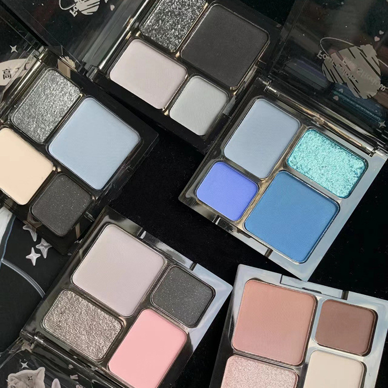Biya Biya High Cold Series Bốn Màu Phấn Mắt Matte Pearlescent Fine Flash Punk Smoky Trang Điểm Dark 