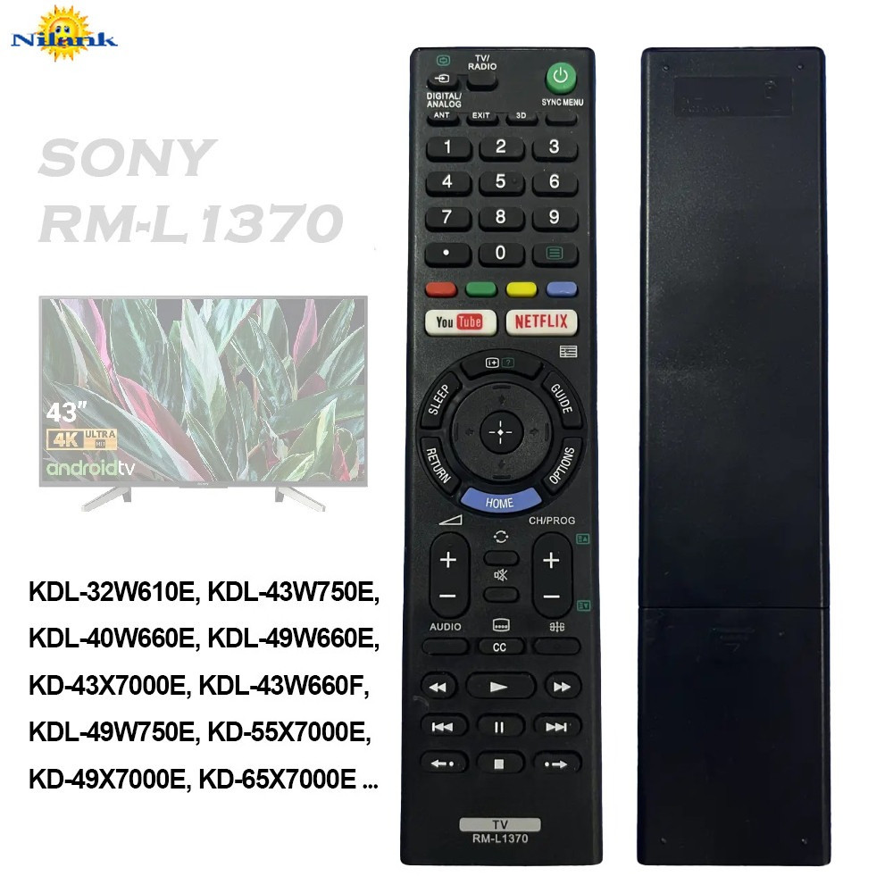 NiLANK Remote Điều khiển Tivi SONY Smart Internet chính hãng - Model RM-L1370 - Sử dụng cho Tivi SON