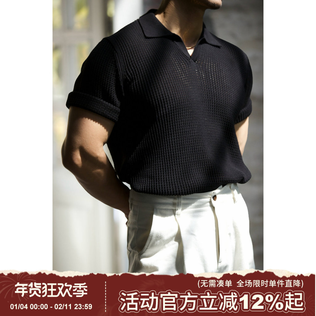 Áo Polo Nam Retro Chaimi, Made in USA, Cotton Kaki, Phong Cách Cũ, Mùa Hè