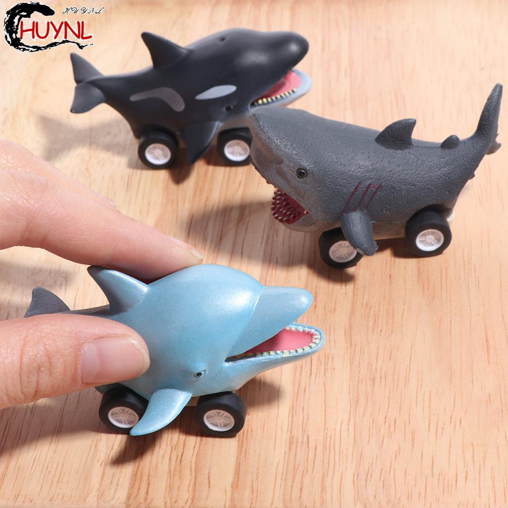 RENDZ Press and Go Car Toy, Great White Shark Đồ chơi ô tô quán tính cá heo dễ thương, Sáng tạo Mini