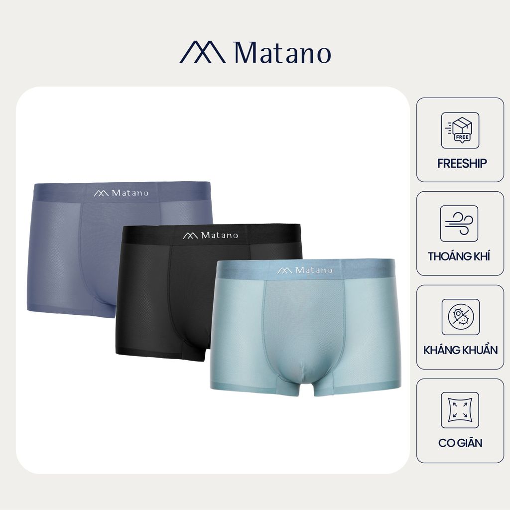 [COMBO 3] Quần Lót Boxer Nam Lụa Băng Thông Hơi MATANO QL066 Chất liệu mịn cao cấp, siêu nhẹ, không 