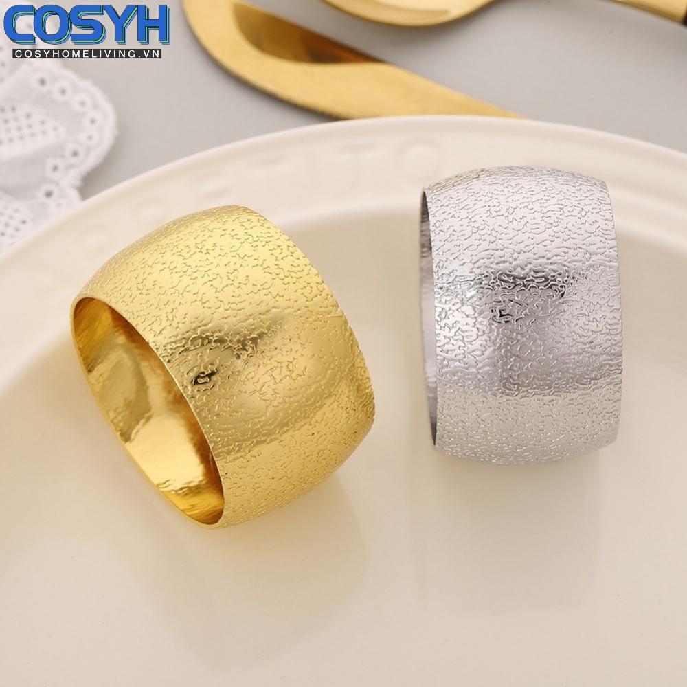 <cosyh>Set of 12 Metal Napkin Rings Gold and Silver Frosted Texture for Everyday Dining