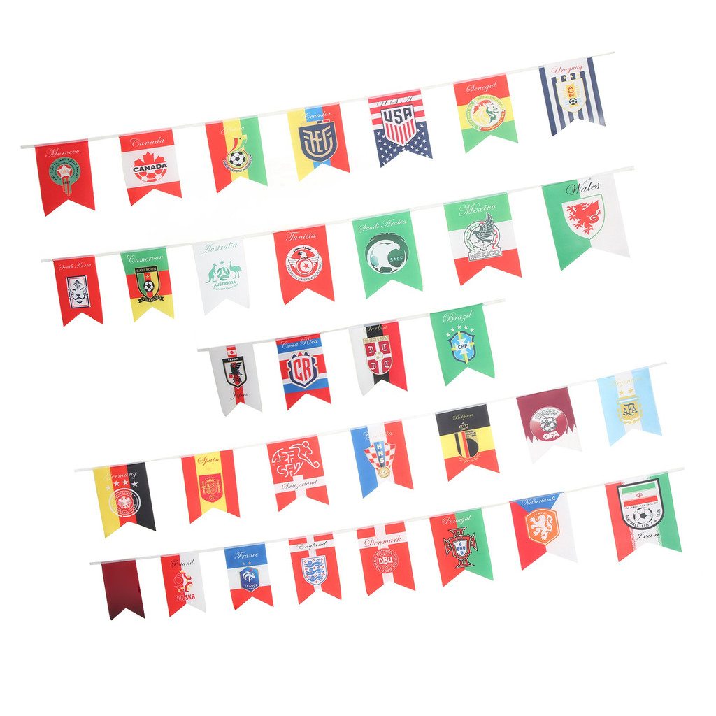 2022 World Cup Dây Cờ 32 Đội Quốc Gia World Cup 2022 Cờ Biểu Ngữ 20x28cm