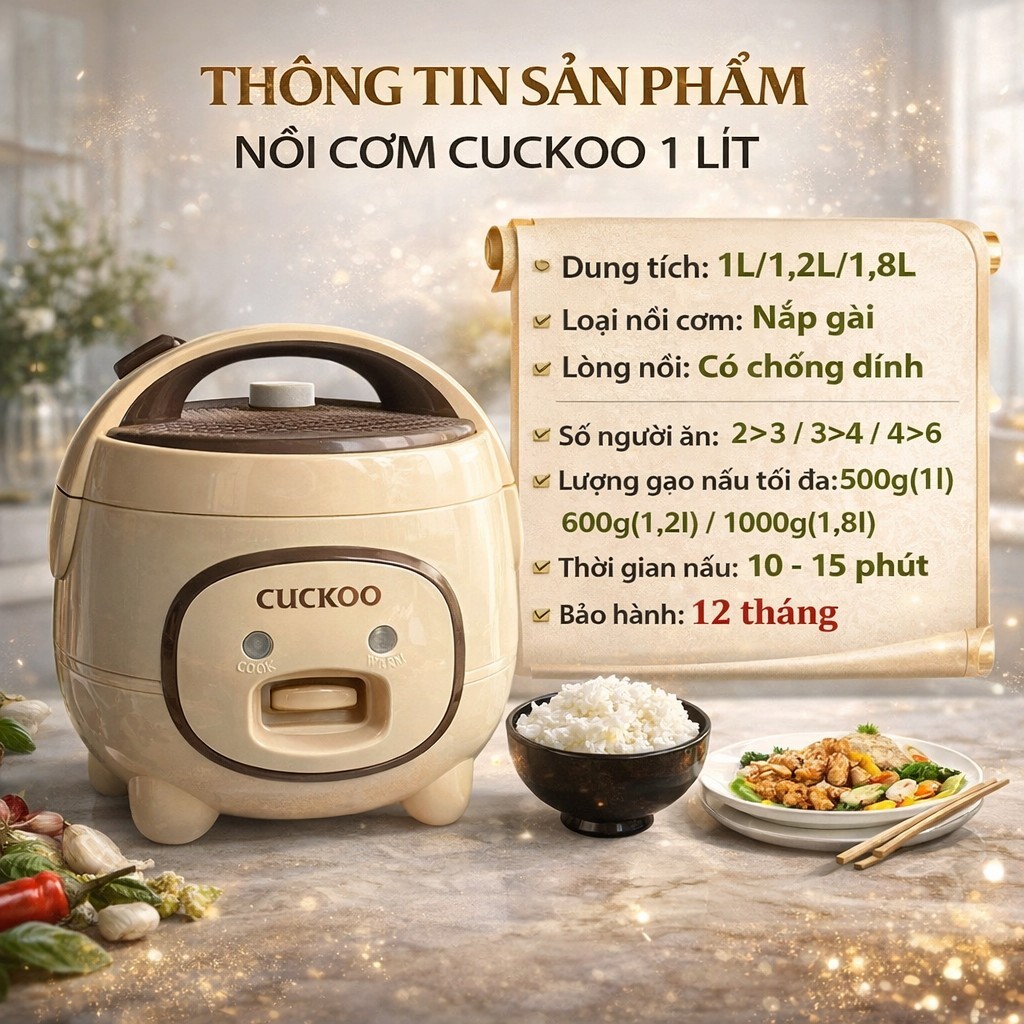 Nồi Cơm Điện Cuckoo - Nồi Cơm Điện Mini- Tiết Kiệm Điện Năng -Công Nghệ Hiện Đại Của Hàn Quốc
