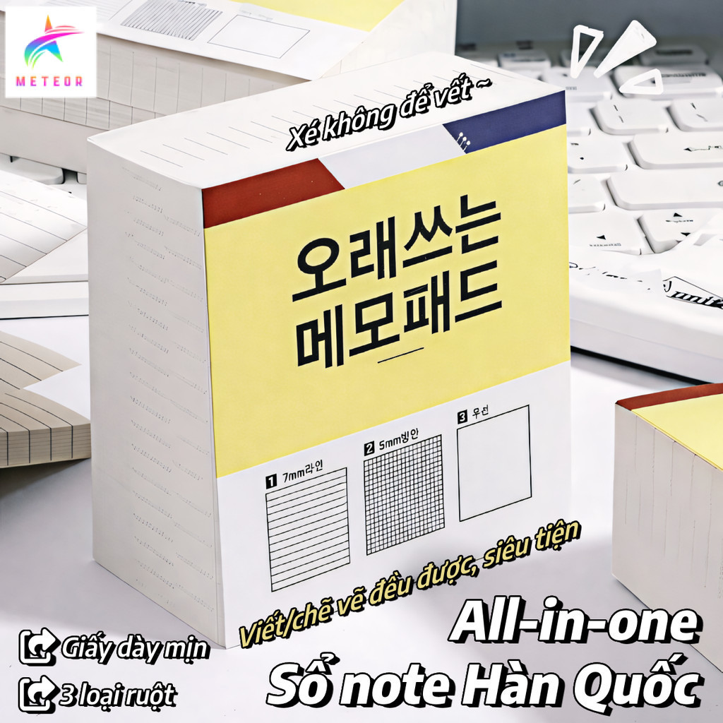 Giấy ghi chú 3in1 450 tờ – Giấy Note vuông dày, giấy cao cấp, bỏ túi – Dễ mang theo, dùng cho văn ph