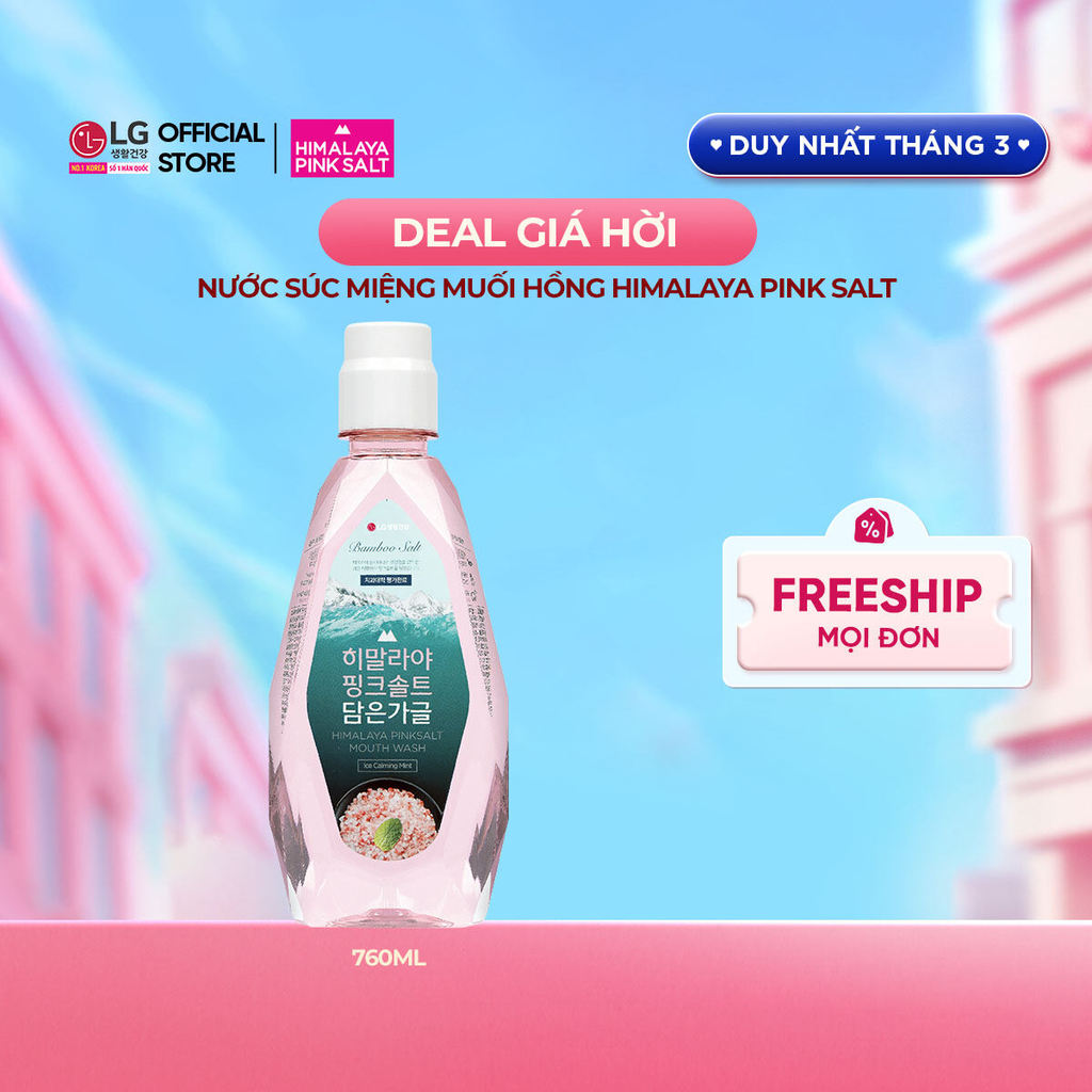 [LG Daily Beauty Official] Nước súc miệng muối hồng bạc hà Himalaya Pink Salt 760ml