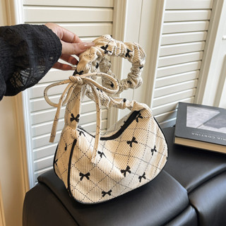 Crossover Corduroy Túi Đeo Vai Phù Hợp Với Nữ Nơ Xếp Ly Phong Cách Mới 2025 Cao Cấp Nách Túi Hợp Thời Trang