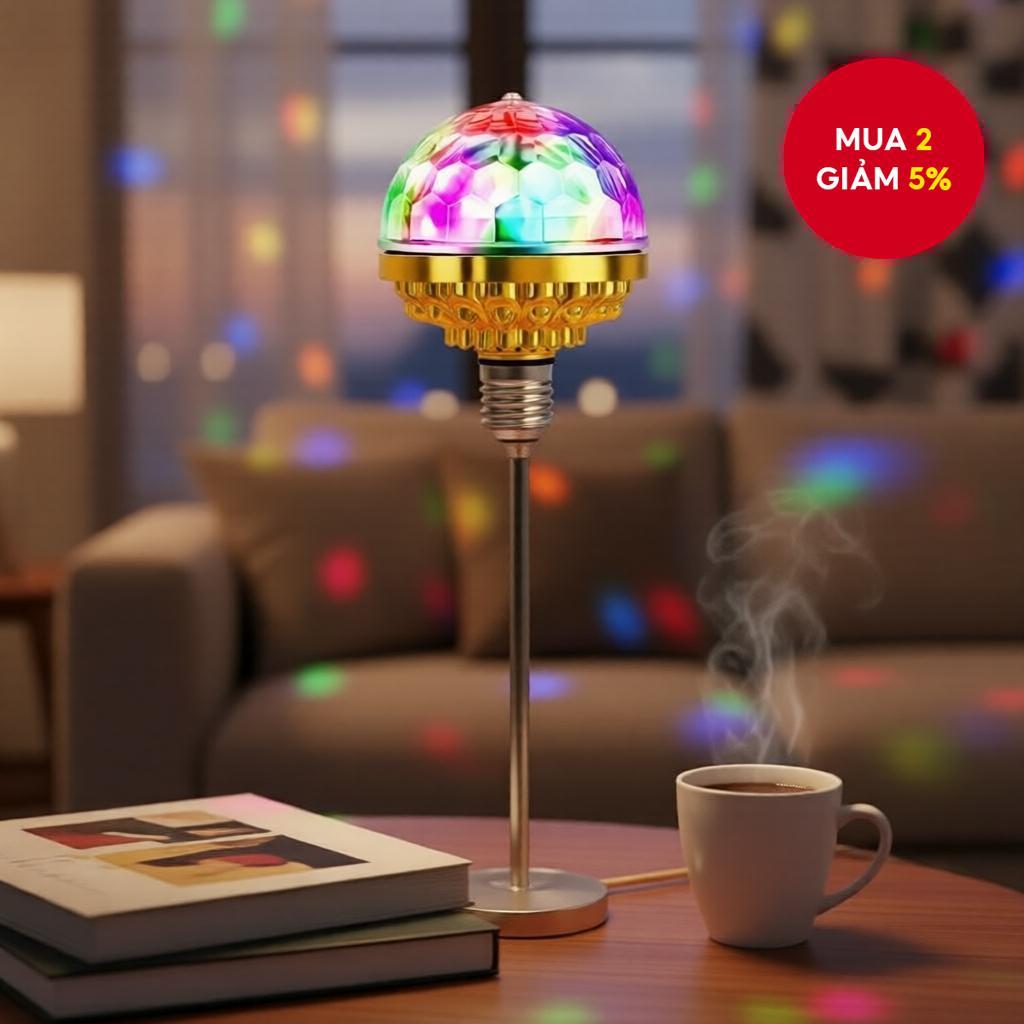 Bóng đèn LED RGB xoay 6W E27 pha lê disco – Đèn tạo hiệu ứng tiệc, tốt nhất cho trang trí Giáng Sinh