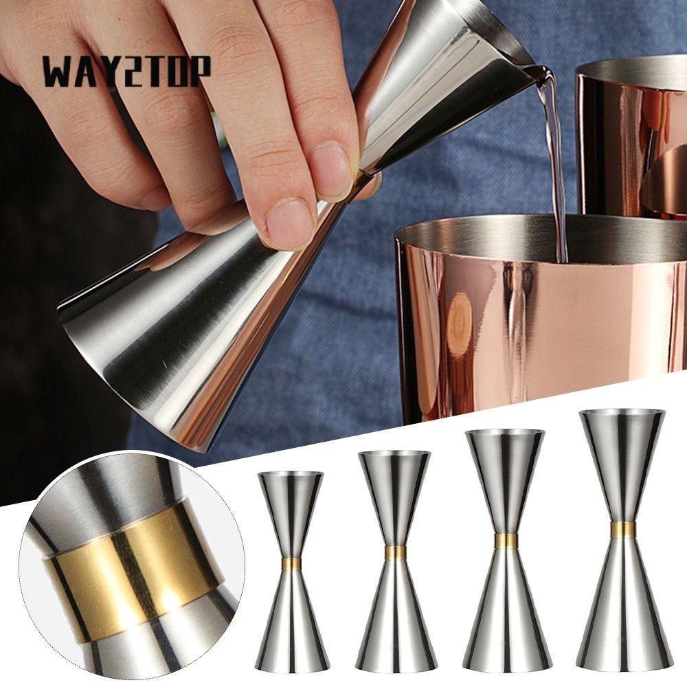 WAY2TOP Đôi Cocktail Jigger, Đo Bên Trong Shot Bar Đo Jigger, Đo Thép Không Gỉ OZ / ML Bar Jigger Ho