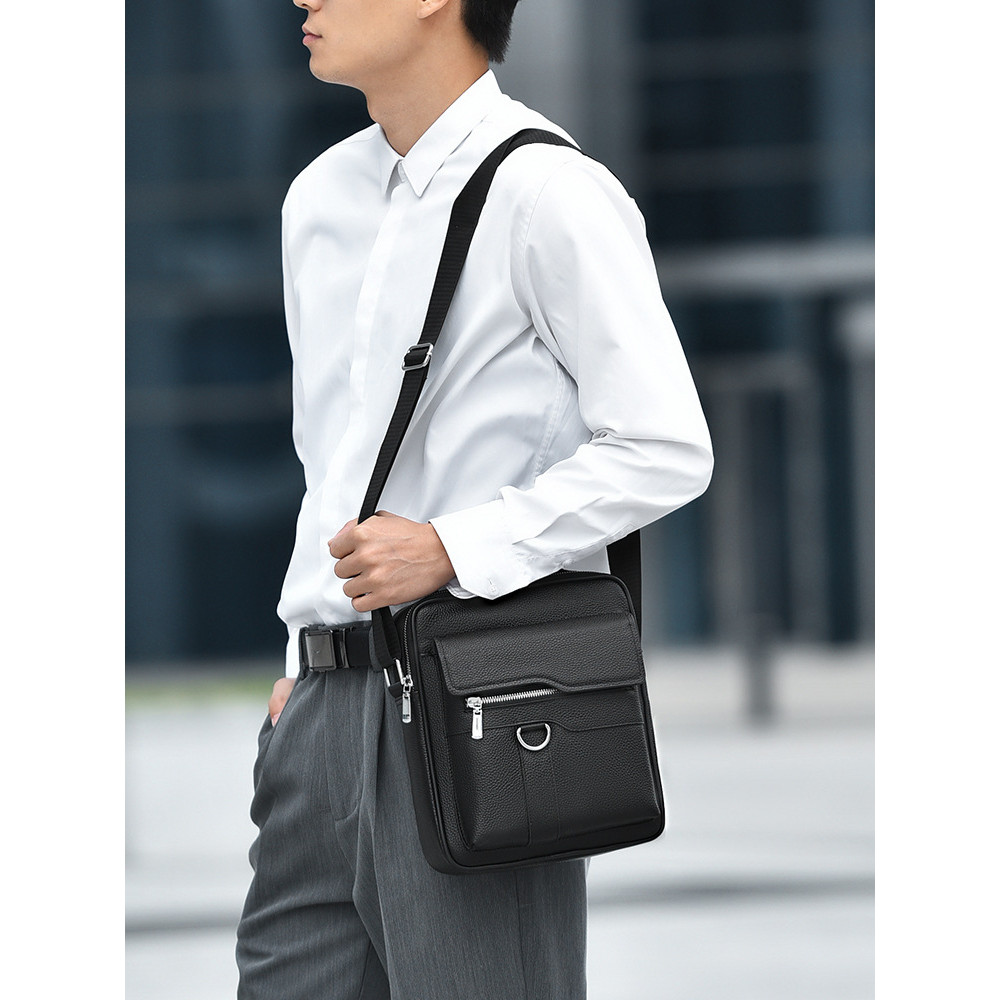2026 Phong Cách Mới Lớp Đầu Tiên Da Bò Túi Xách Doanh Nhân Nam Cao Cấp Cặp Đôi Đa Năng Da Thật Chính Hãng Đeo Vai Messen20260309