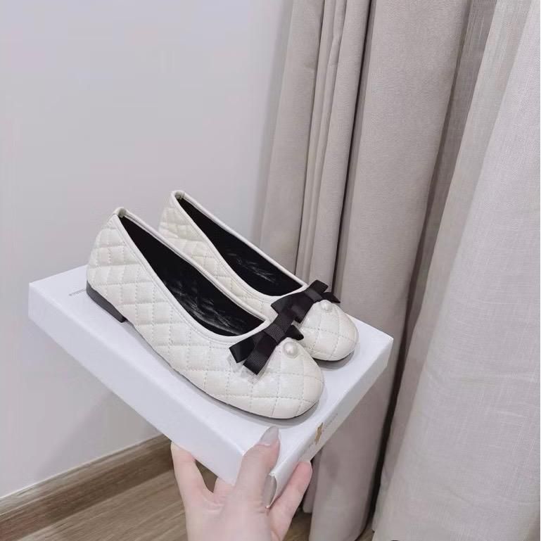 Giày Búp Bê Lolita Nữ  Đế Thấp 1,5cm Mềm Dẻo Chất Da Trần Chỉ Nơ Đen Mới Sang Trọng Size 35-39 | BigBuy360 - bigbuy360.vn