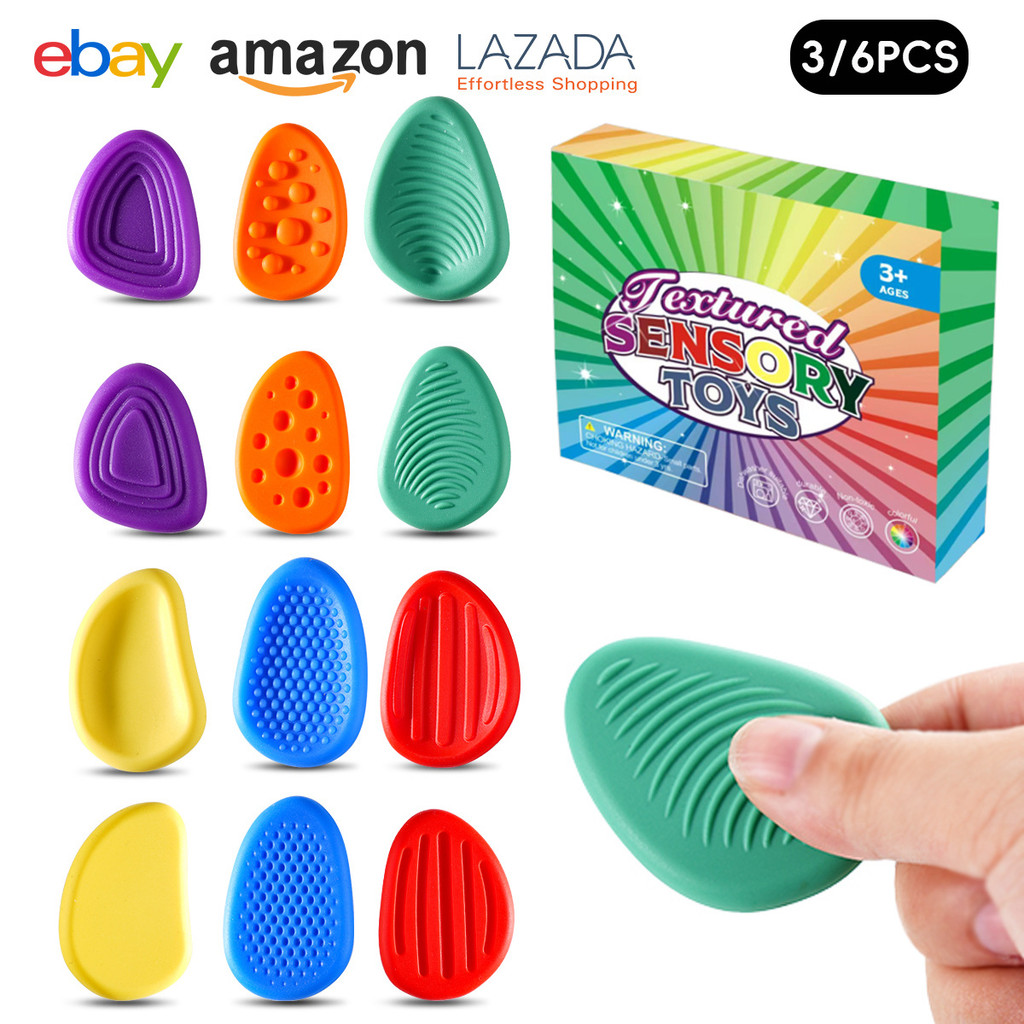 3.11-Fidget Đồ Chơi Giải Nén Cảm Giác Đá 3 / 6 Chiếc Silicon Giải Nén Đồ Chơi Lo Lắng Kết Cấu Đá Lo 