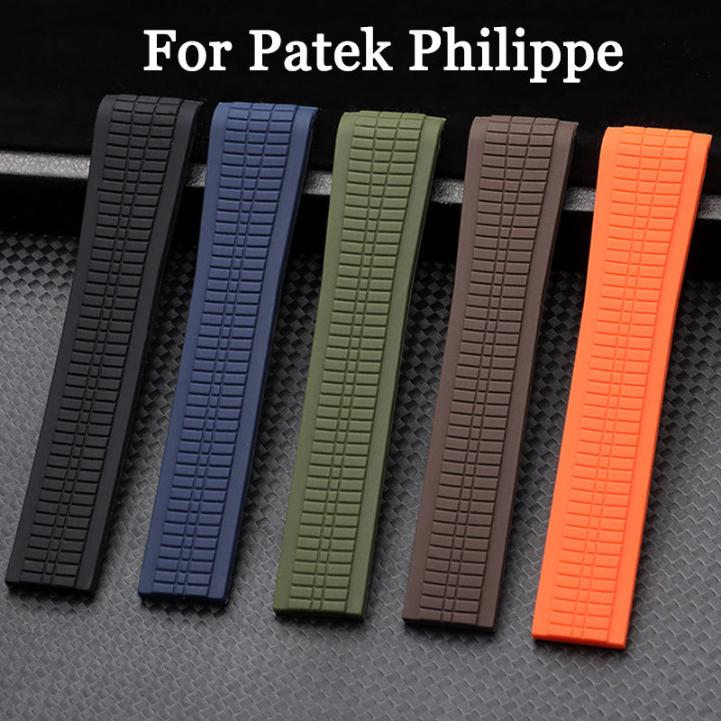 Dây đồng hồ cao su cong cho Patek Philippe Aquanaut 5164A 5167A 5168A 21mm, silicone thể thao, chống