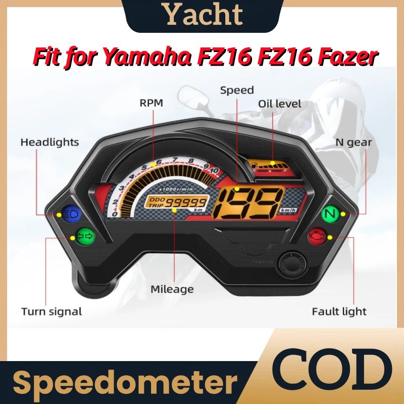 Đồng hồ tốc độ LCD kỹ thuật số cho Yamaha FZ16 FZ16 Fazer Tachometer Đồng hồ đo bảng điều khiển Rpm