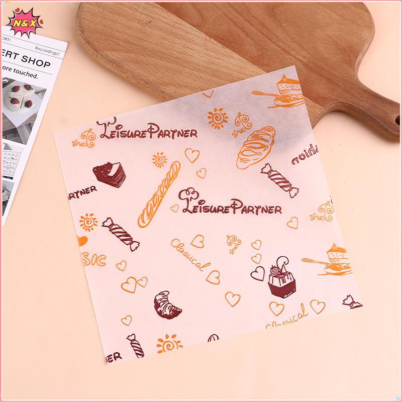 N & X 50 Tờ Hộp Bánh Bento Pad Giấy Burger Bánh Giấy Chống Dầu Đĩa Giấy.