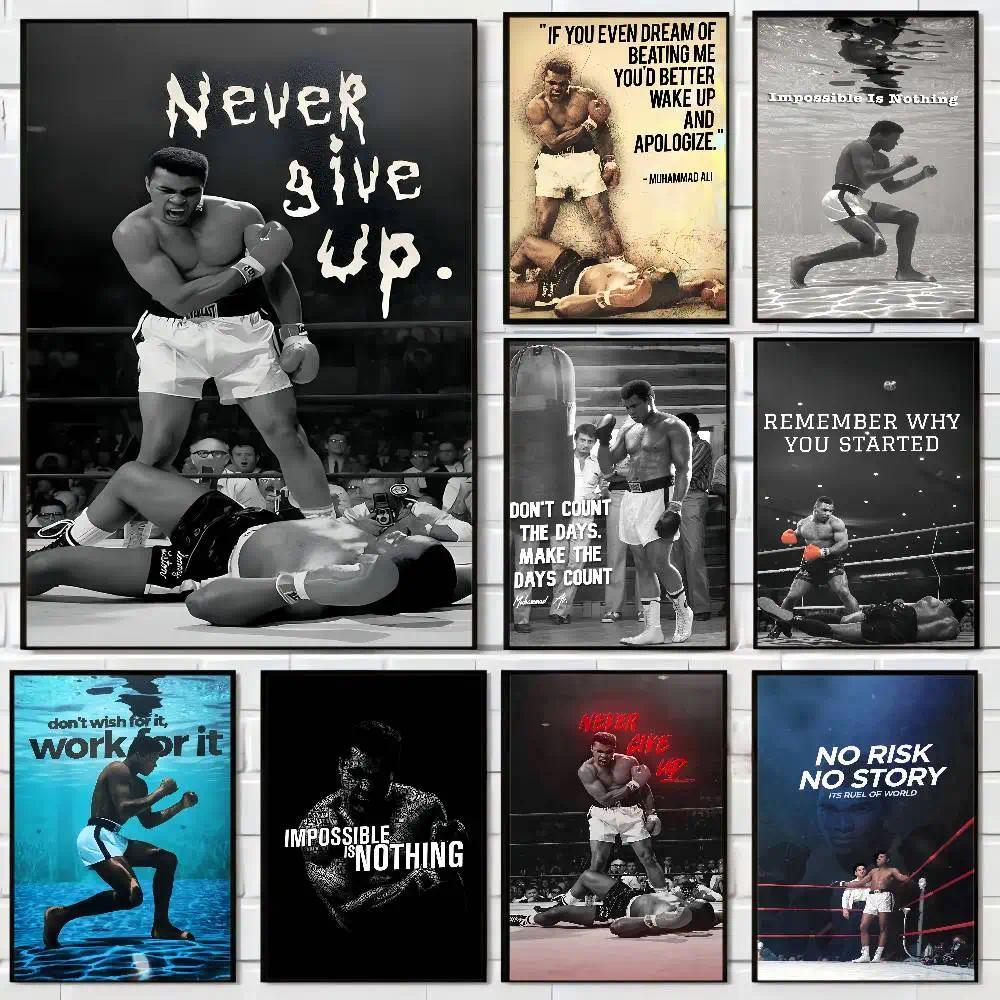 Pc Mike Tyson Muhammad Ali Động Lực Trích Dẫn Poster Retro Giấy Kraft Miếng Dán Cho Phòng DIY Thanh 