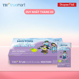 [Livestream] Thùng Thức uống Sữa trái cây TH true JUICE milk MISTORI Nho tự nhiên 110 ml x 48 Hộp