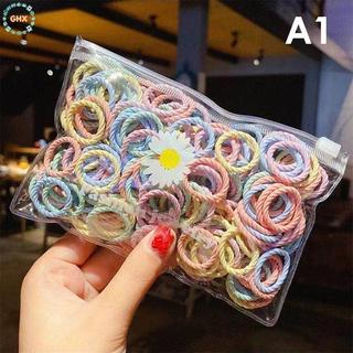 Set 100 Dây Cột Tóc Co Giãn Nhiều Màu Sắc