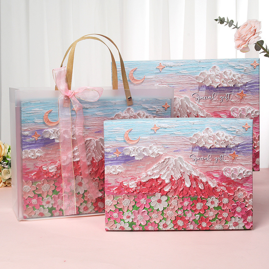 Fanhua Sijin Bán Buôn Tranh Sơn Dầu Hộp Quà Tặng Khăn Lụa Cao Cấp Quần Áo Váy Hộp Quà Tặng Mỹ Phẩm H