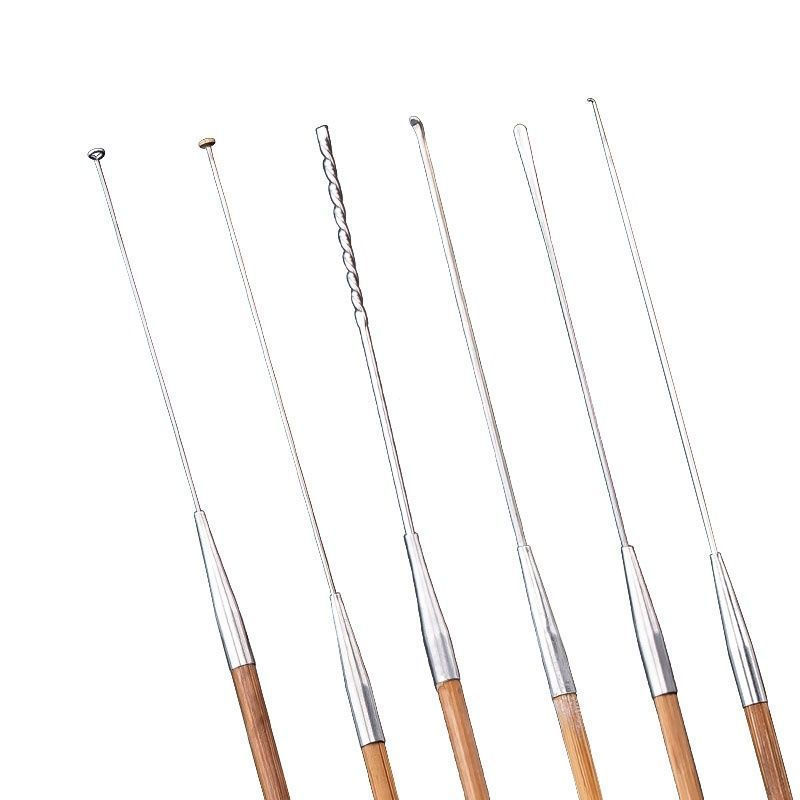 New Product#Old bamboo ear-picking tool with cap, fine ear spoon, ear scoop, ear hook, earwax remove