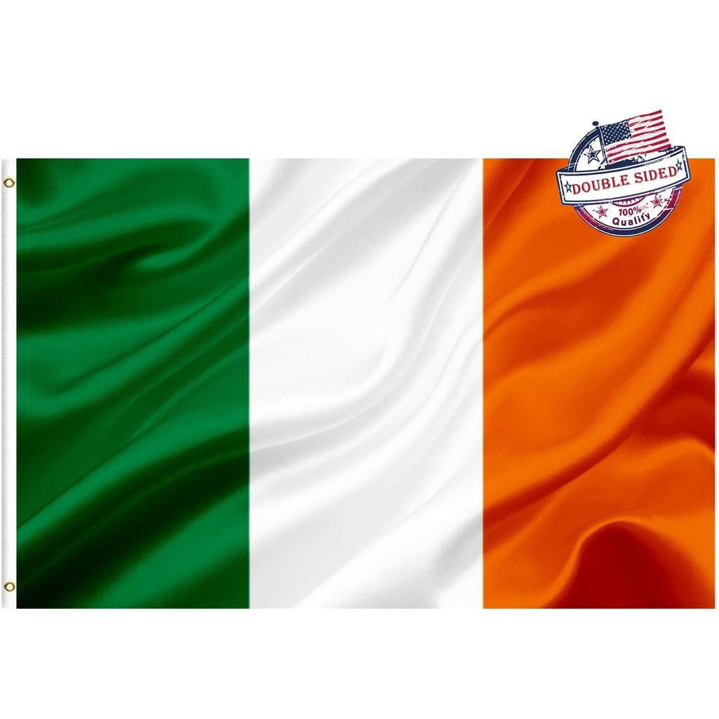 Cờ ireland ireland 2x3 Ngoài Trời Hai Mặt- Biểu Ngữ Quốc Gia ireland Hạng Nặng Với 2 Miếng Lót Bằng 