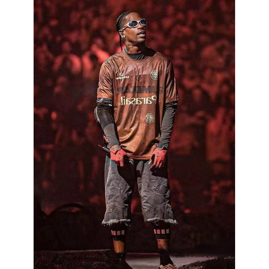 LFNN Rap Travis Scott jersey Alphanumeric print street style short-sleeve jersey T Summer Shirt