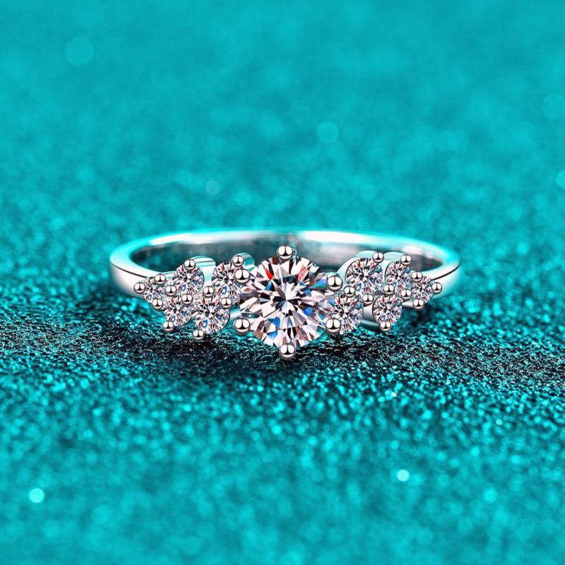 Nhẫn moissanite bạc 925, 0,5 carat hoặc 1 carat, có chứng nhận