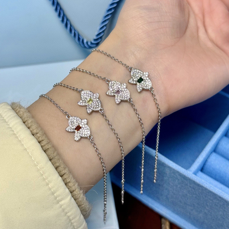 YSCP Phalaenopsis V Women's gold bracelet, Korean and Japanese fashion design, orchid inlaid with zi