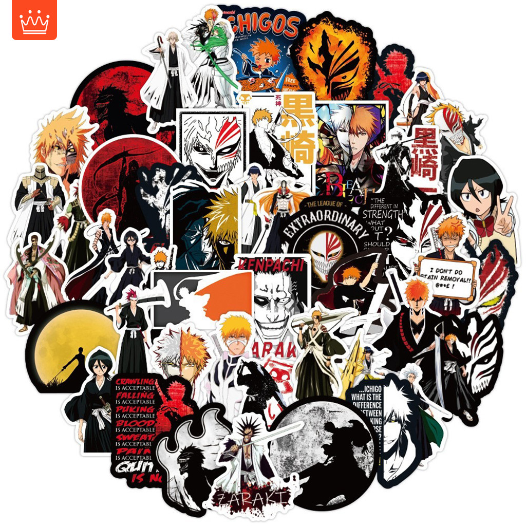 J· Bộ Sticker BLEACH Hình Dán Chống Nước Nhãn Dán Tem Dán Graffiti Nhật Bản Anime Cho Trẻ, 50 tờ