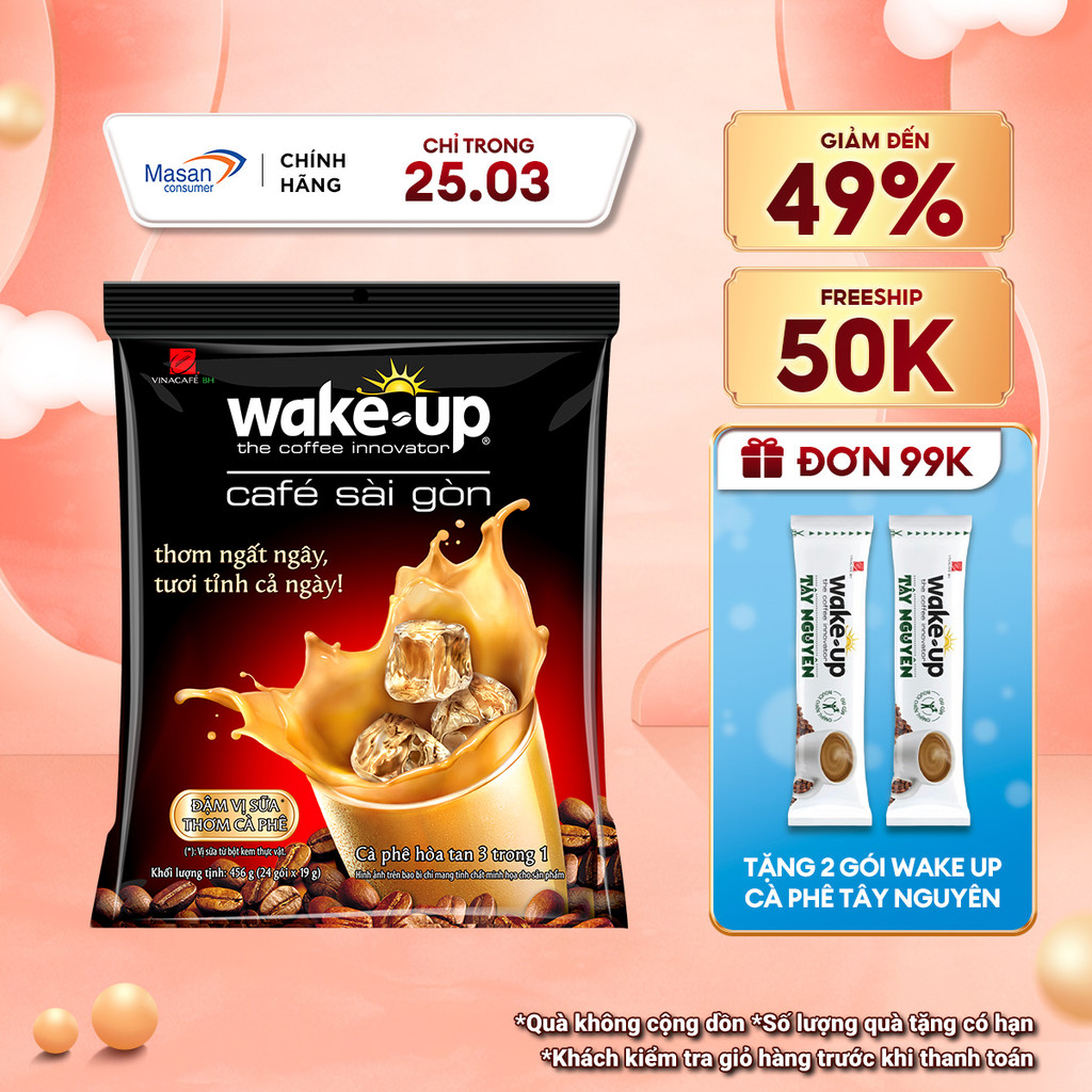 Cà phê Wake up Sài Gòn - Túi 24gói x 19gr