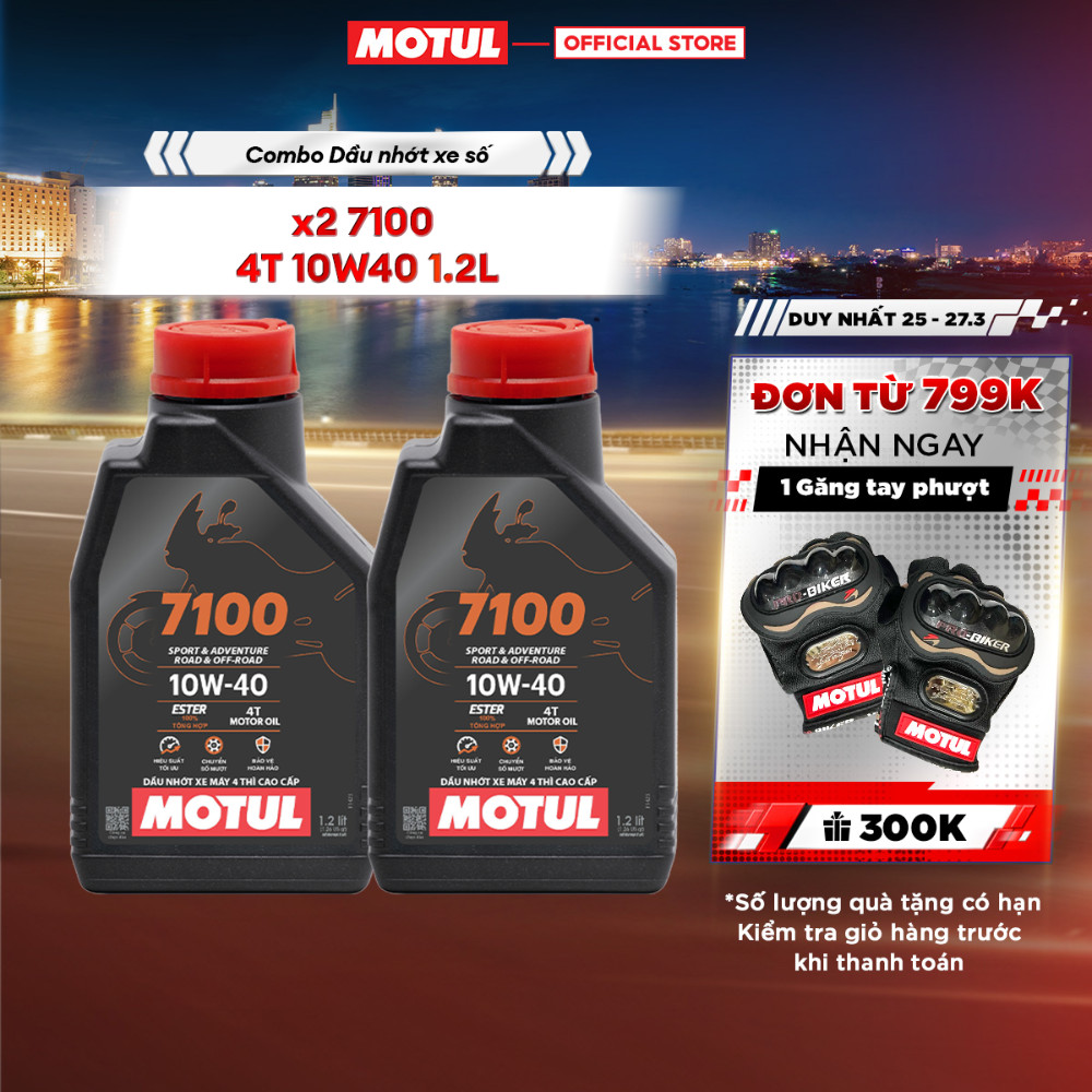 Combo 2 Dầu nhớt xe máy MOTUL 7100 4T 10W40 1.2L