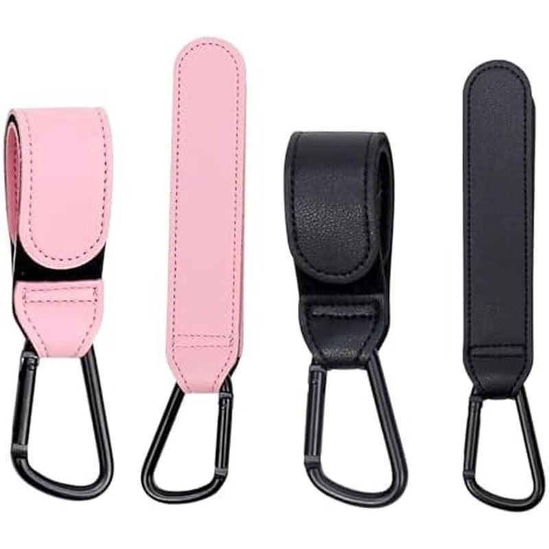 Móc xe đẩy YIKANGHENG 4 gói, Móc kim loại màu đen một màu hồng cho xe đẩy, Túi treo xe điện và xe đạ
