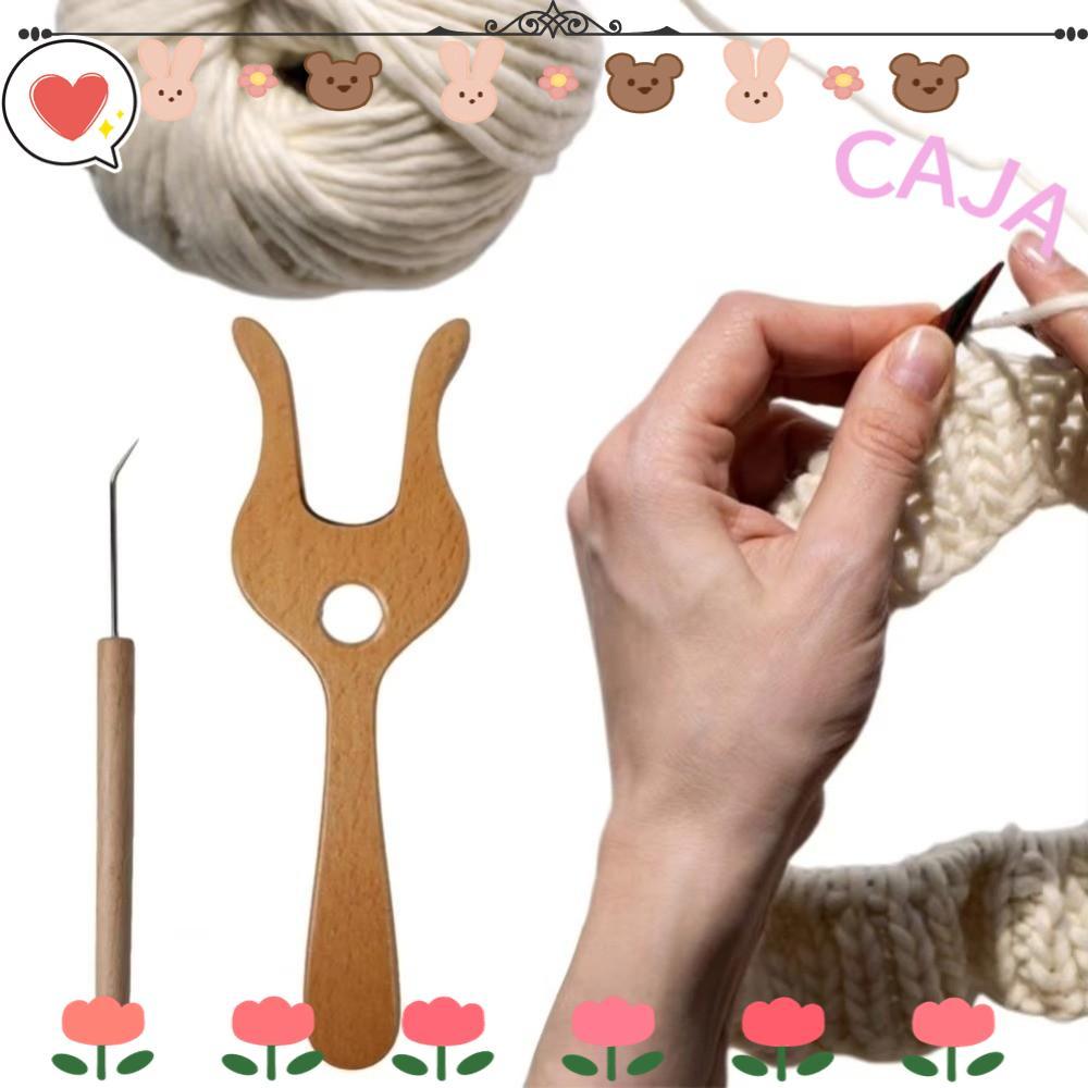 Dụng cụ bện CAJA1, Dụng cụ Macrame Sợi sang trọng Nĩa đan bằng gỗ, Dụng cụ xử lý Bộ đồ dệt kim DIY C