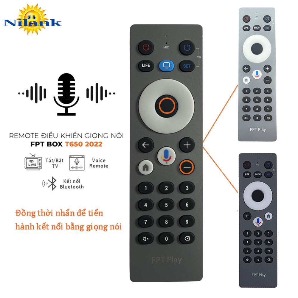 NiLANK giọng nói Remote Điều khiển đầu thu FPT Play box Remote 2022 T650 A650
