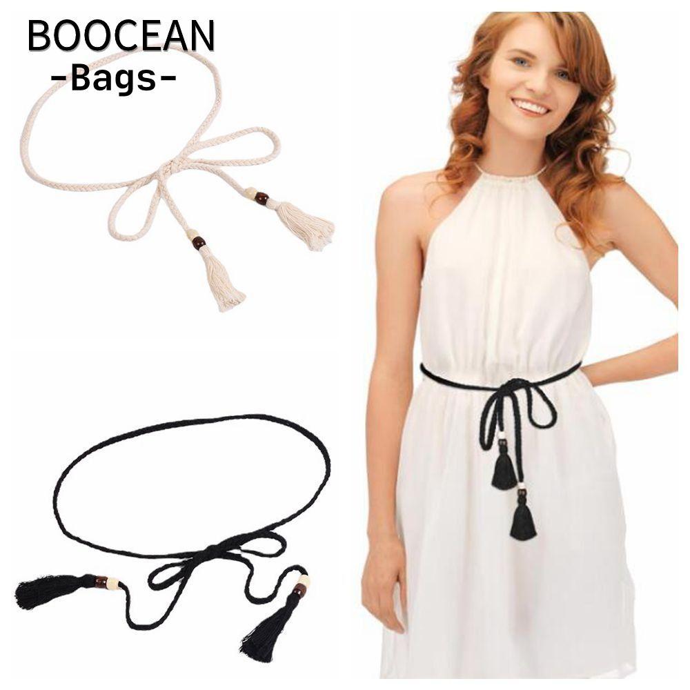 Thắt lưng bện BOOCEAN style boho với tua rua, dây mềm mại phù hợp cho váy