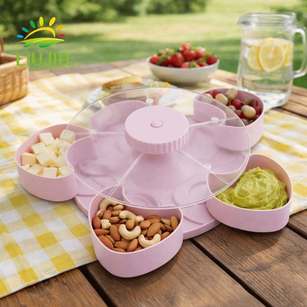 Khay phục vụ chia ly LIUJIR, Khay đựng đồ ăn nhẹ xoay nhiều ngăn, Hộp đựng đồ ăn nhẹ có nắp Thiết kế