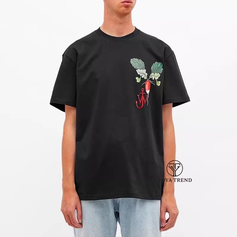JW ANDERSON Rau Quả Táo Cà Rốt In Nam Nữ Rời Cổ Tròn Tay Ngắn