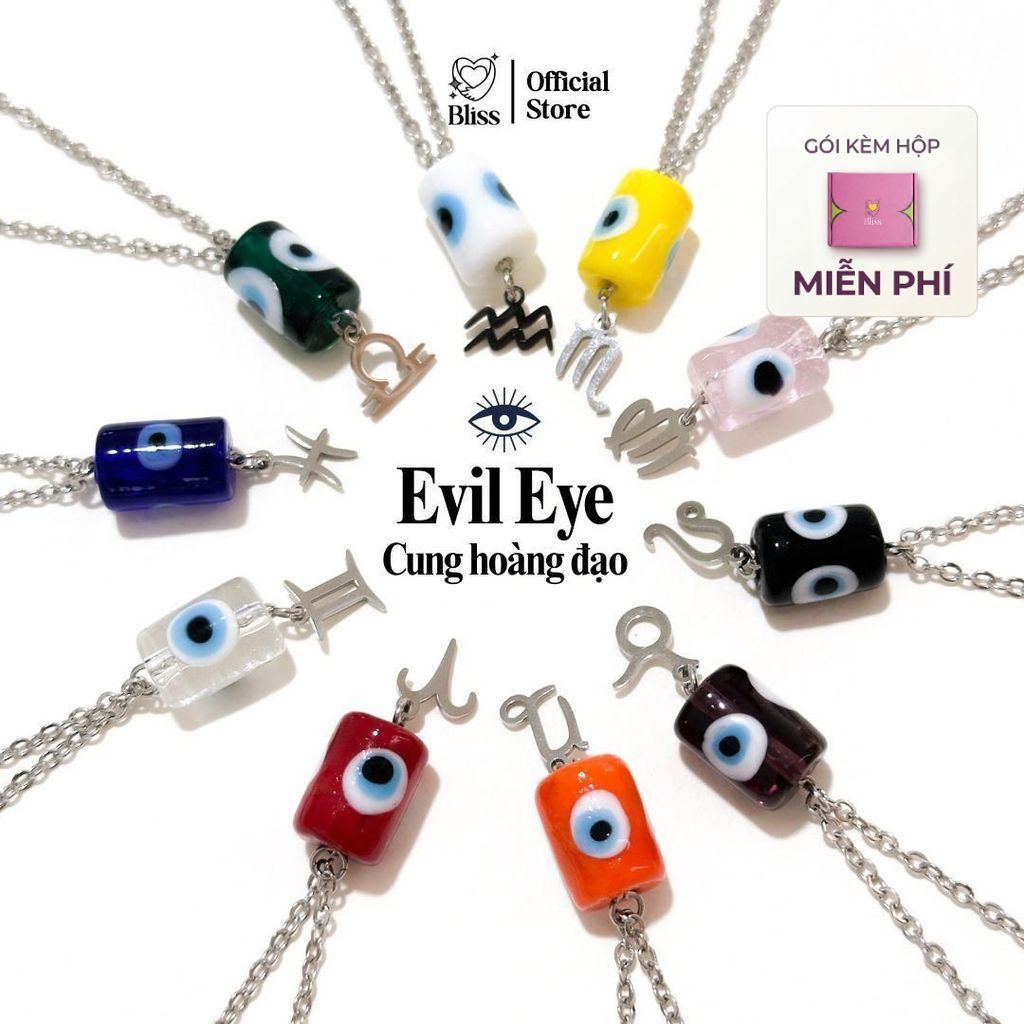 [Độc quyền - BST BẬT AURA] Dây chuyền thép không gỉ Lu thống Evil eye phối charm cung hoàng đạo Blis