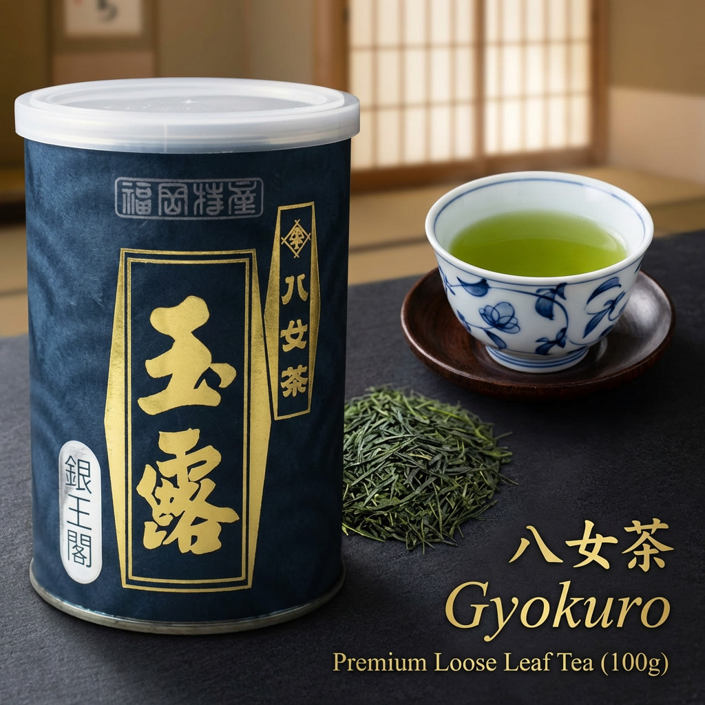 Yame Gyokuro Green Tea - Premium Loose Leaf Tea in Metal Can (100g)