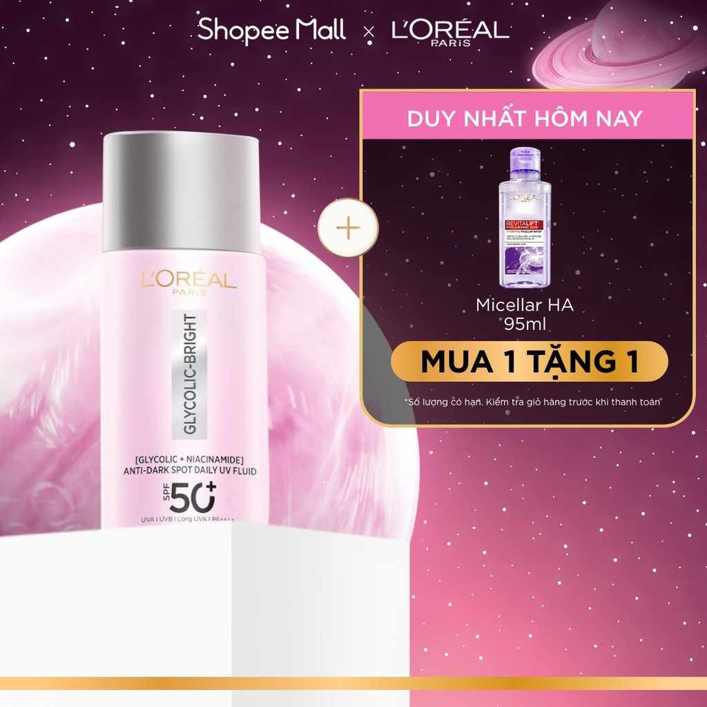 Sữa chống nắng phổ rộng mỏng nhẹ bảo vệ da và dưỡng sáng mờ thâm nám Glycolic Bright Anti-Dark Spot 